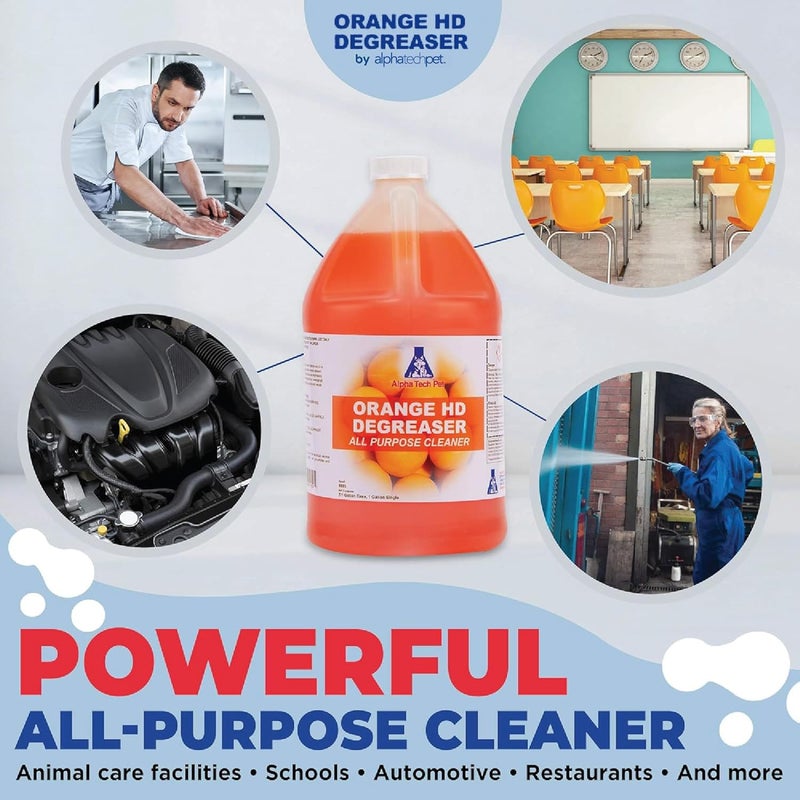 ATP Orange HD Degreaser - Citrus Heavy Duty Degreaser and Cleaner for Tough Stains and Grease, Fast-Acting, Non-Corrosive Cleaner, 1 Gallon by Alpha Tech Pet - Image 3
